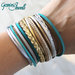 Bracciale multifile silver-teal-gold in ecopelle