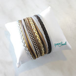 Bracciale multifile silver-brown-gold in ecopelle