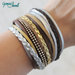 Bracciale multifile silver-brown-gold in ecopelle