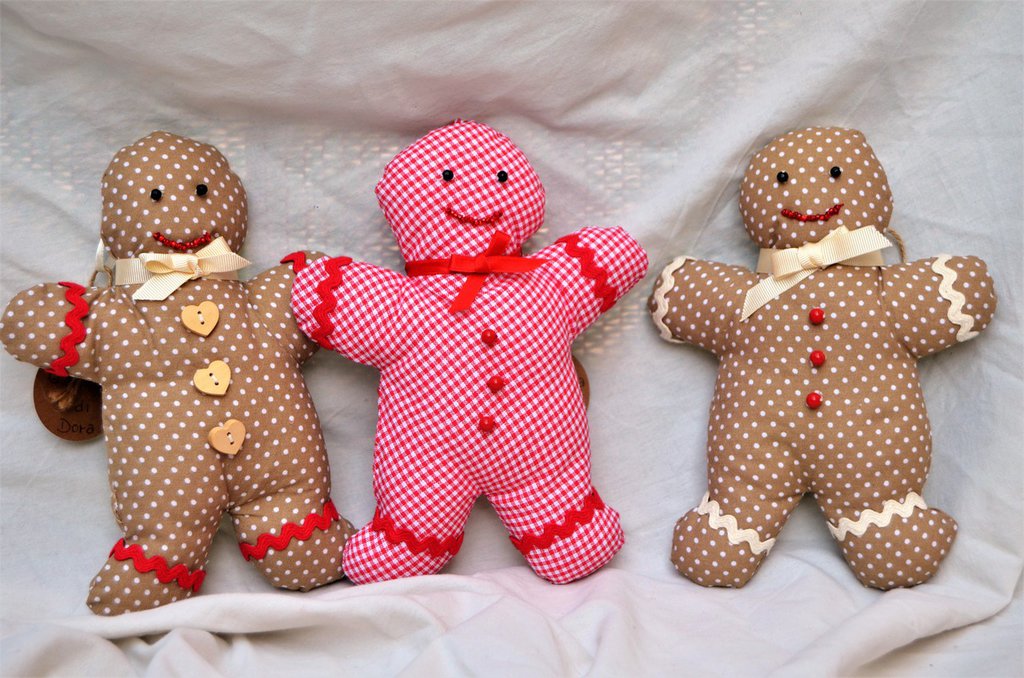 DECORAZIONE TRE SIMPATICI OMINO PAN DI ZENZERO - Feste - Natale