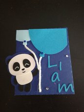 Scatolina scatola bomboniera porta confetti segnaposto battesimo compleanno nascita nome panda