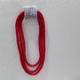 Collana di lana 3 fili tubolare rossa