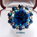 ANELLO REGOLABILE BLU E ARGENTO CON CABOCHON 