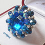 ANELLO REGOLABILE BLU E ARGENTO CON CABOCHON 