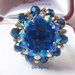 ANELLO REGOLABILE BLU E ARGENTO CON CABOCHON 