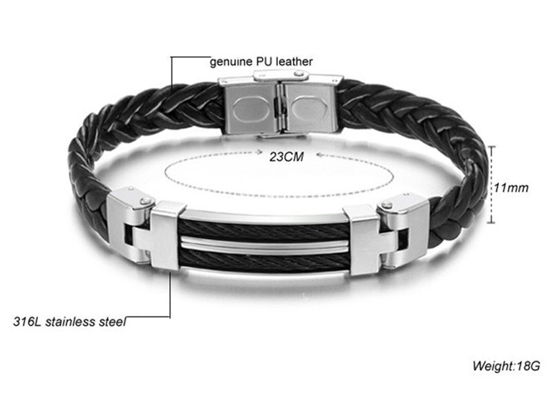 Bracciale Da Uomo In Pelle Con Croce, Polsino A Doppio Giro, Croce In Acciaio Inossidabile - Italia - Foto 8