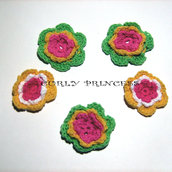 5 pz. fiore uncinetto - crochet  flower 