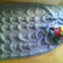 copertina neonato lana celeste fatta a mano ai ferri -  regalo nascita battesimo - coperta bimbo carrozzina  