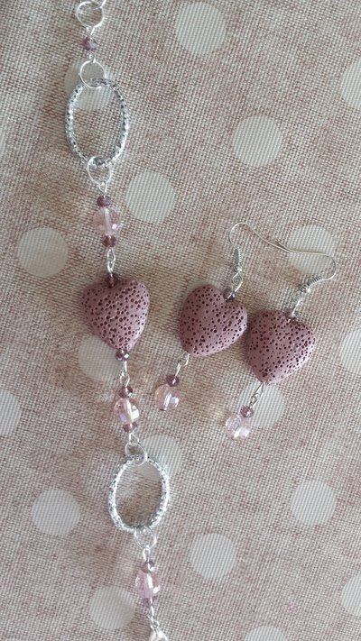 Bracciale Aromaterapia Con Pietre Laviche E Cristalli - Diaspro Rosa Con Oli Essenziali, Regalo Per Donna