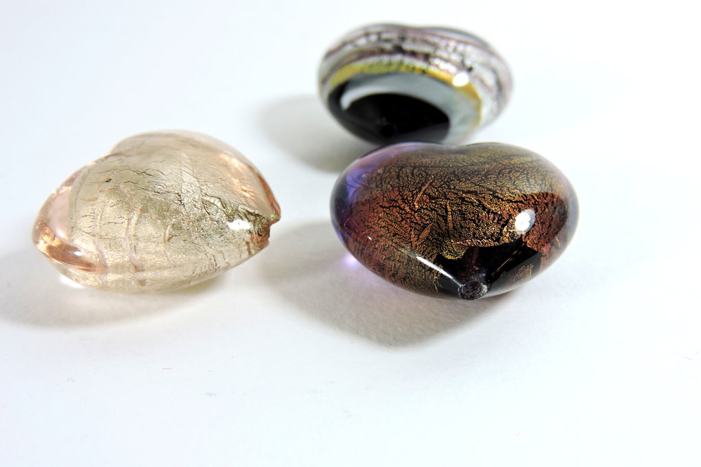 Tris di cuori in vetro di Murano Materiali Materiali fatti a ma