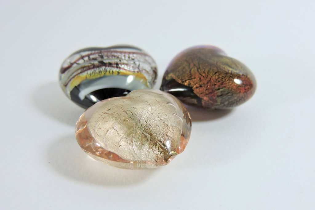 Tris di cuori in vetro di Murano Materiali Materiali fatti a ma