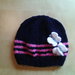 cappello bambina in lana all uncinetto fatto a mano - berretta con farfalle blu e rosa - ai ferri  