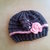 berretta lana bambina con rosa e ricami colori rosa grigio stile elegante romantico cuffia femmina - cappello fatto a mano