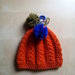 berretto bambino lana cotone ai ferri trecce pompon berretta fatta a mano cappellino inverno arancio 