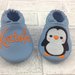 Scarpine ecopelle Pinguino personalizzate con nome e data - Bimbi 3/6 mesi