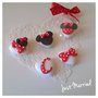 segnaposto primo compleanno, battesimo, bimba, confetti decorati a tema Minnie Mouse in rosso
