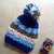 Berretto a trecce bambino fatto a mano ai ferri lana e con pompon - cuffia lana bimbo - berretta a righe - azzurro 