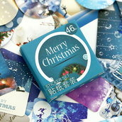 LOTTO 46 stickers adesivi in carta "Merry Christmas" (4x4cm circa)
