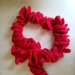 sciarpa all'uncinetto effetto volants in mohair e lurex rosso realizzata a spirale divertente e spiritosa