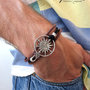 Bracciale nautico UOMO Bussola Rosa dei venti mare braccialetto pelle argento