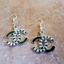 inspirated double cc earrings black and strass metal 