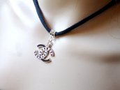 necklace inspirated cc choker strass black jewellery handmade bijou