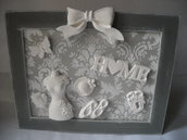 Quadro in stile shabby romantico con miniature femminili Cornice decorativa.Pezzo unico