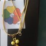 COLLANA IN CORDONCINO  CERATO GIALLO CON *CIONDOLO DI PERLE GILLO-ARANCIO* 