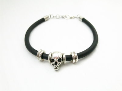 Bracciale nero Teschio in caucciù Bracciale nero Teschio in caucciù