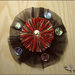 5 bottoni  mm.16, in resina trasparente, con riflessi multicolore, attaccatura 2 fori 