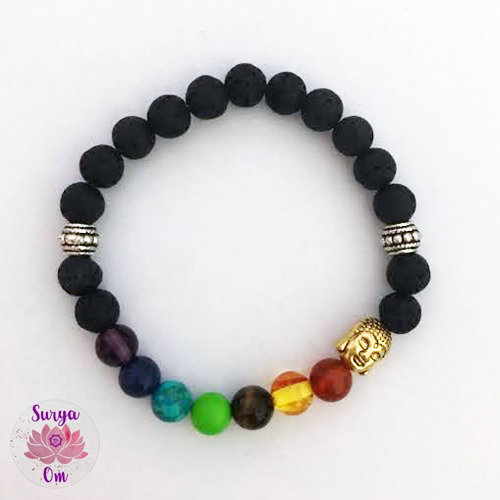 Bracciale Con Ciondolo Buddha OM Con 7 Chakra E Perline Di - Foto 2