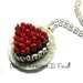 Collana Piatto con torta al cioccolato a forma di cuore con fragole fresche! - miniature kawaii