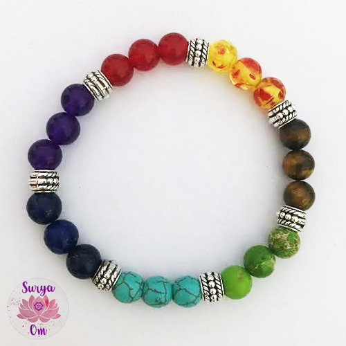 Bracciale 7 Chakra In Pietre Naturali Heishi - Fatto A Mano, Regalo Donna