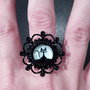 *Anello con cabochon di gatto nero - Black cat ring*
