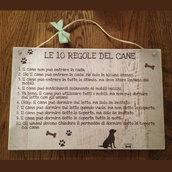 Targhetta in legno "Le 10 Regole Del Cane"
