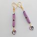 ORECCHINI TUBI VIOLA DORATI CON CUORI SWAROVSKI 