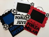 Cornice portafoto per tifosi delle squadre di calcio di Inter, Juve e Milan