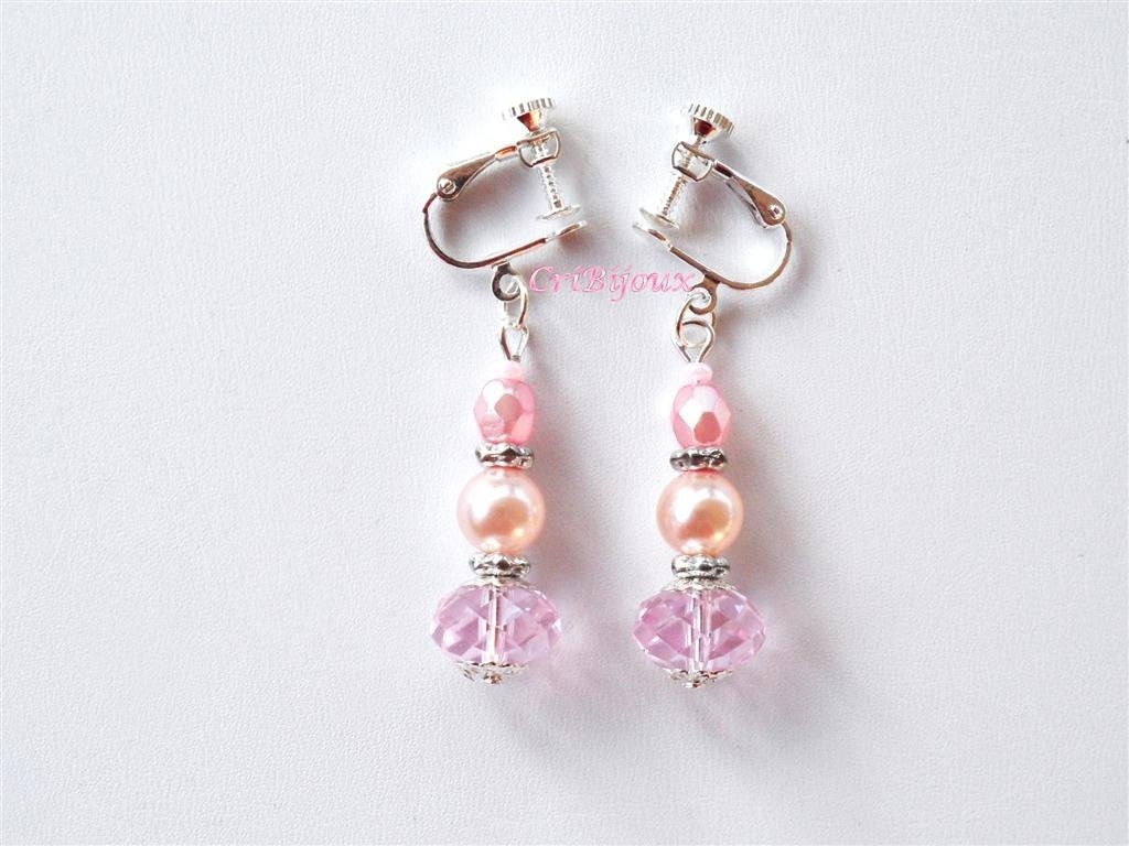 Bello London Orecchini A Clip Argento Placcato Con Perle E Cristalli - Elle, Non Forato