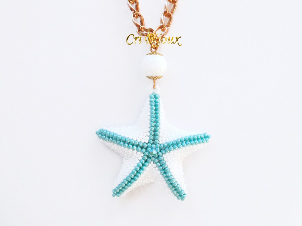 CIONDOLO STELLA MARINA BIANCA E TURCHESE - Gioielli - Ciondoli - D - Foto 7