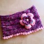 scaldacollo lana bambina a uncinetto fatto a mano con fiore rosa - idea regalo ragazza - sciarpa ad anello