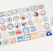 LOTTO 40 stickers adesivi in carta "Francobolli e timbri dal mondo" (4,5x4,5cm circa)