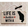 Targhetta in legno "LIFE IS BETTER WITH A CAT"