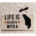 Targhetta in legno "LIFE IS BETTER WITH A CAT"