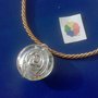 COLLANA IN TESSUTO con *CIONDOLO DI VETRO  CON CIRCLE WIRE* 