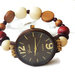 Orolologio da polso bracciale elastico con perle di legno marrone Regalo donna