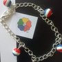 BRACCIALE  CON SFERE IN RESINA *ROSSO BIANCO E BLU*