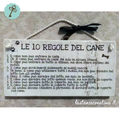 Targhetta in legno "Le 10 Regole Del Cane"