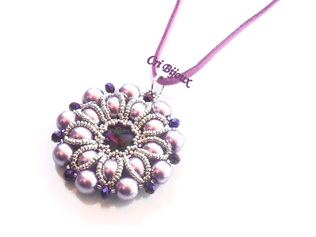 Collana E Ciondolo Rettangolare In Cristallo Viola Uso Tutte Le - Foto 4