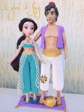 Barbie e Ken  abiti  Alladin e Jasmine in tissage danese