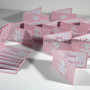 Set di 15 biglietti bigliettini bimba con codine per confetti bomboniere battesimo nascita